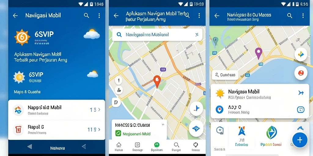 Tampilan antarmuka aplikasi 6SVIP dengan fungsi navigasi mobil.