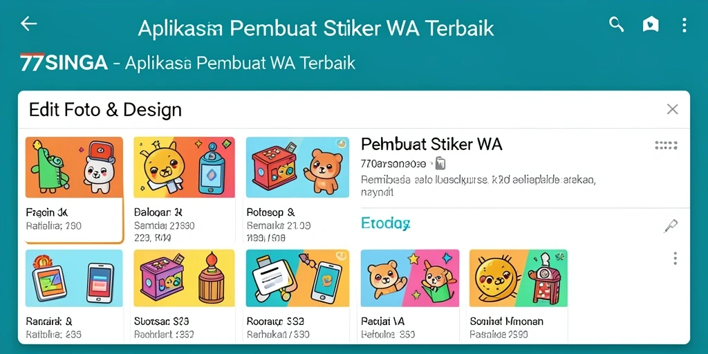 Tampilan antarmuka 77SINGA untuk pembuatan stiker WA yang intuitif.
