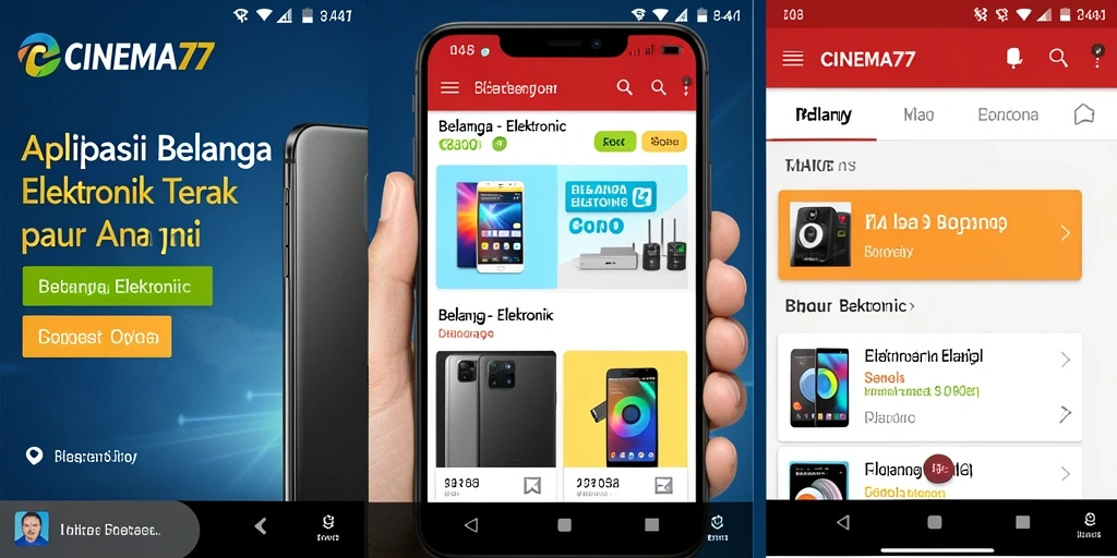 Screenshot utama CINEMA77 menampilkan antarmuka belanja elektronik yang menarik.