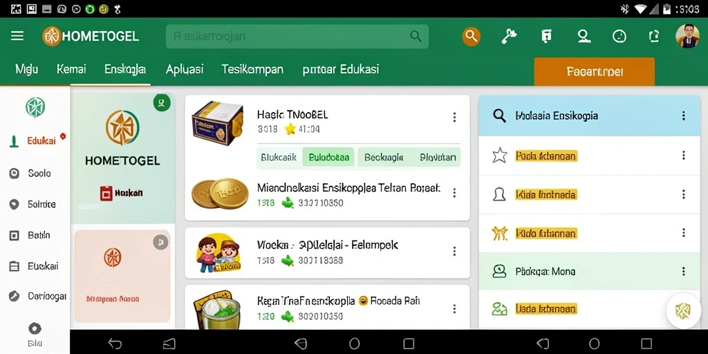 Tampilan antarmuka aplikasi Ensiklopedia HOMETOGEL yang menarik dan interaktif.