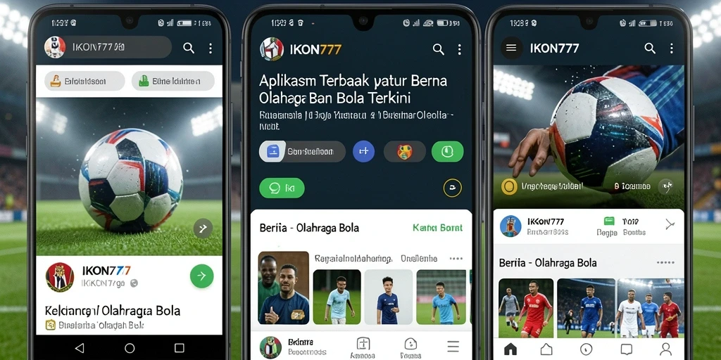 Tampilan antarmuka utama aplikasi IKON777 menampilkan berita olahraga bola terbaru.