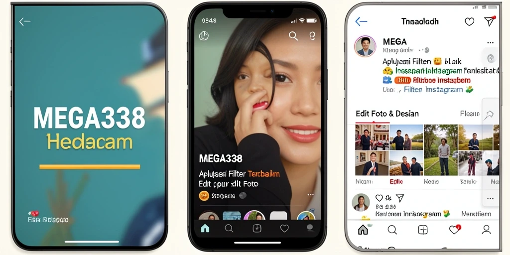 Antarmuka MEGA338 dengan berbagai filter menarik untuk Instagram.
