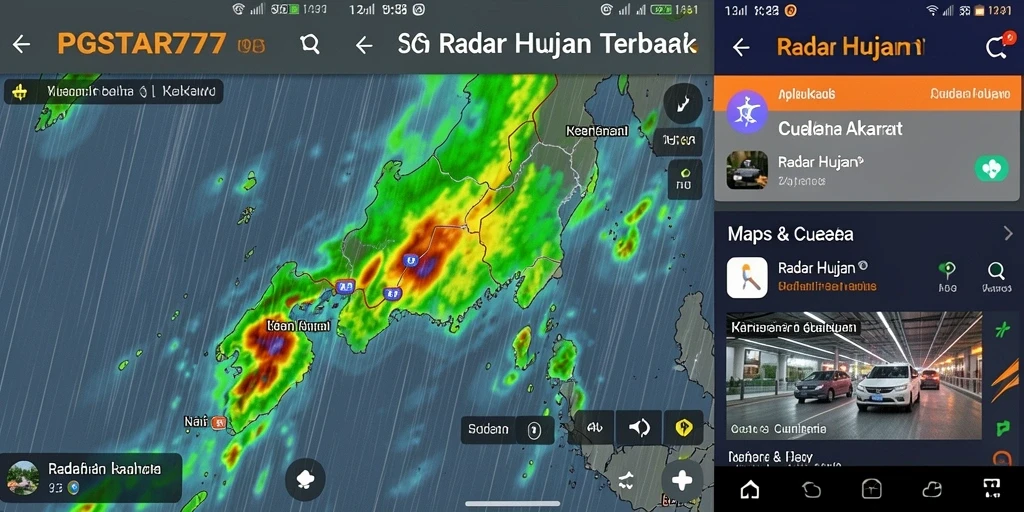 Antarmuka PGSTAR777 yang informatif dengan fitur radar hujan.