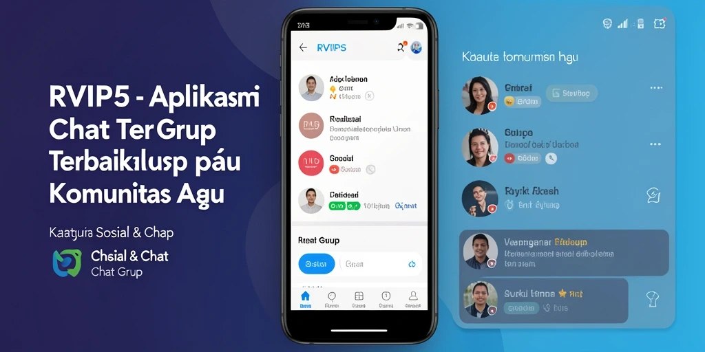 Antarmuka utama aplikasi Chat Grup RVIP5 yang menarik.